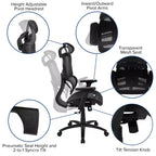 Emma and Oliver Ergonomic Mesh Office Chair-Synchro-Tilt, Headrest, Adjustable Pivot Arms