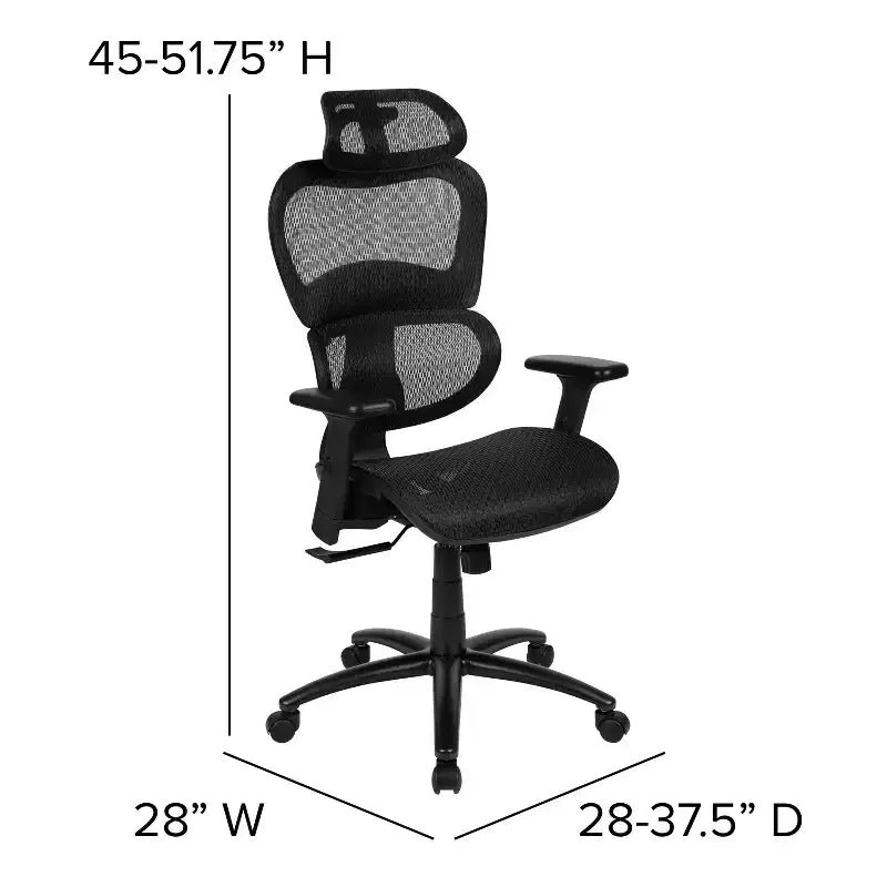 Emma and Oliver Ergonomic Mesh Office Chair-Synchro-Tilt, Headrest, Adjustable Pivot Arms