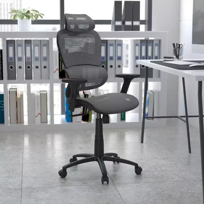 Emma and Oliver Ergonomic Mesh Office Chair-Synchro-Tilt, Headrest, Adjustable Pivot Arms