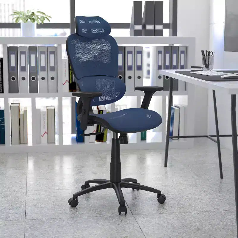 Emma and Oliver Ergonomic Mesh Office Chair-Synchro-Tilt, Headrest, Adjustable Pivot Arms
