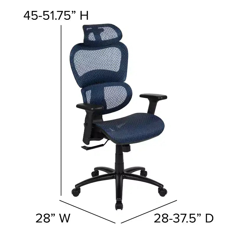 Emma and Oliver Ergonomic Mesh Office Chair-Synchro-Tilt, Headrest, Adjustable Pivot Arms