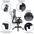 Emma and Oliver Ergonomic Mesh Office Chair-Synchro-Tilt, Headrest, Adjustable Pivot Arms