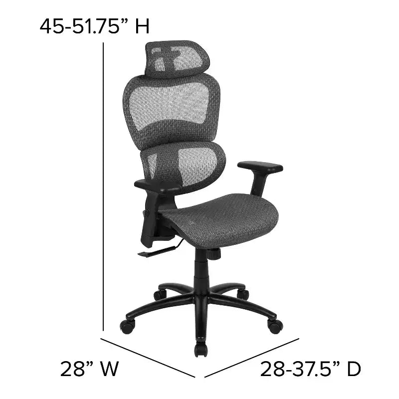 Emma and Oliver Ergonomic Mesh Office Chair-Synchro-Tilt, Headrest, Adjustable Pivot Arms
