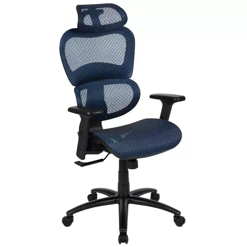 Sedia da ufficio ergonomica Emma and Oliver in rete - Meccanismo Synchro-Tilt, poggiatesta, braccioli regolabili con rotazione