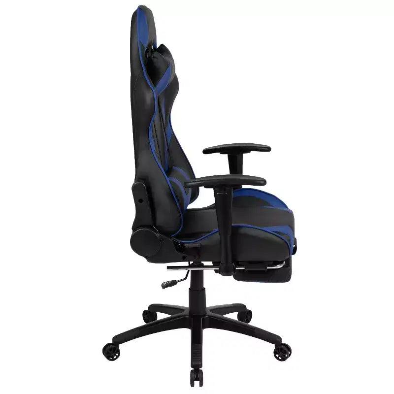 Sedia ergonomica da gaming Emma and Oliver Racing con schienale reclinabile e poggiapiedi in pelle sintetica rossa