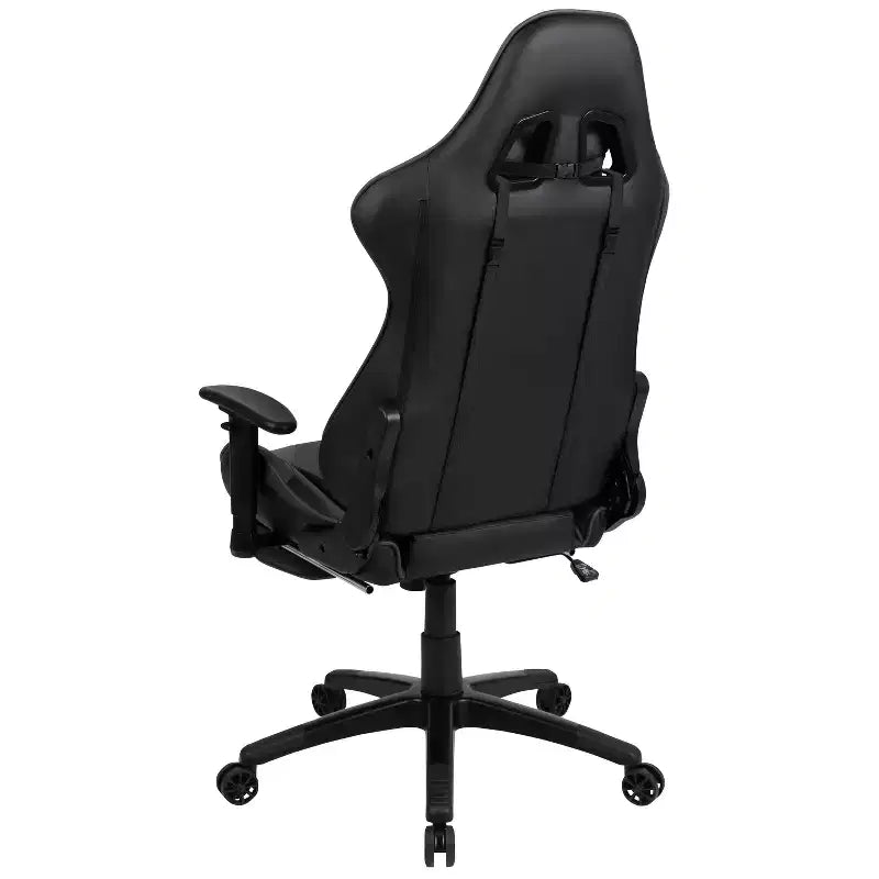 Sedia ergonomica da gaming Emma and Oliver Racing con schienale reclinabile e poggiapiedi in pelle sintetica rossa