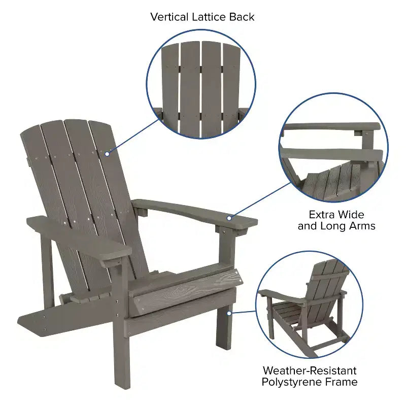 Sedia Adirondack Emma and Oliver per tutte le stagioni in simil legno
