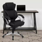 Sedia girevole da ufficio ergonomica contemporanea Emma and Oliver High Back in pelle nera