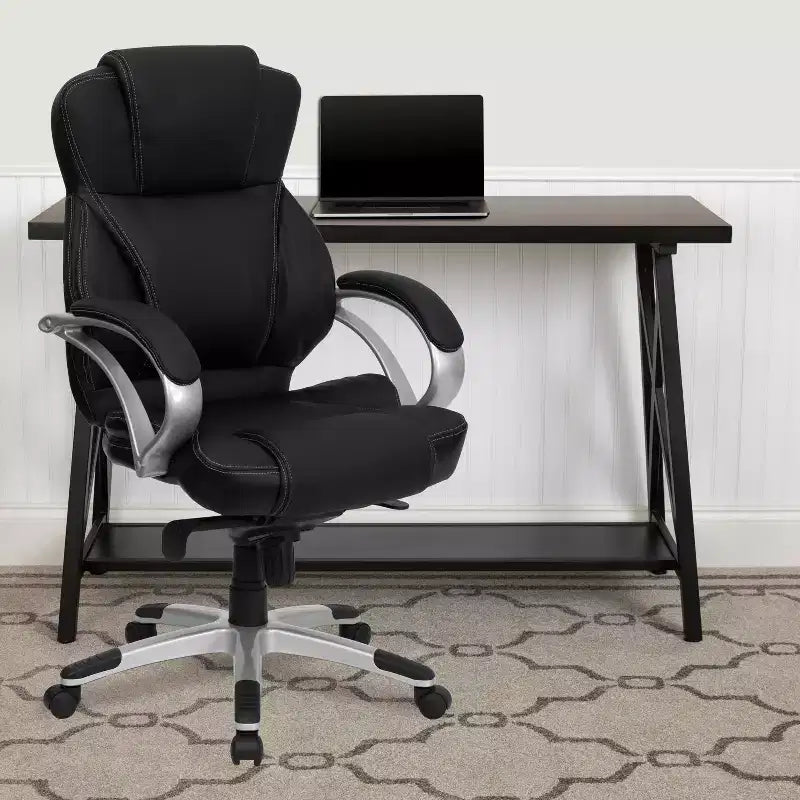 Sedia girevole da ufficio ergonomica contemporanea Emma and Oliver High Back in pelle nera