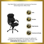 Sedia girevole da ufficio ergonomica contemporanea Emma and Oliver High Back in pelle nera