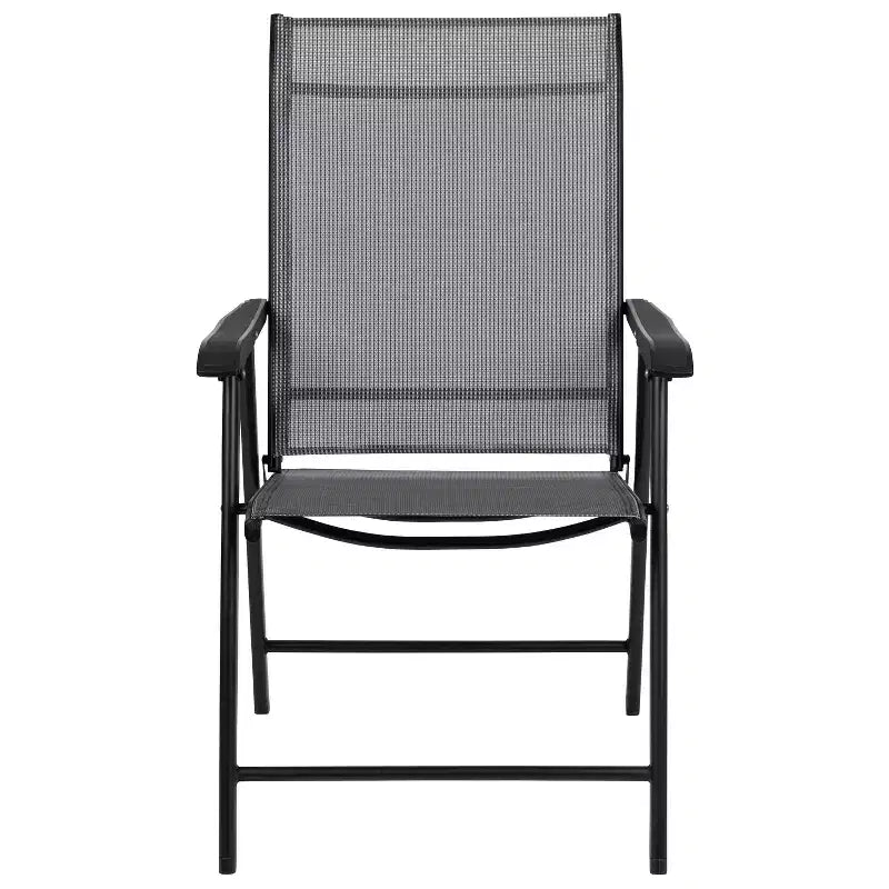 Emma and Oliver Black Outdoor Folding Patio Sling Chair / Portable Chair (2 Pack)