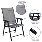 Emma and Oliver Black Outdoor Folding Patio Sling Chair / Portable Chair (2 Pack)