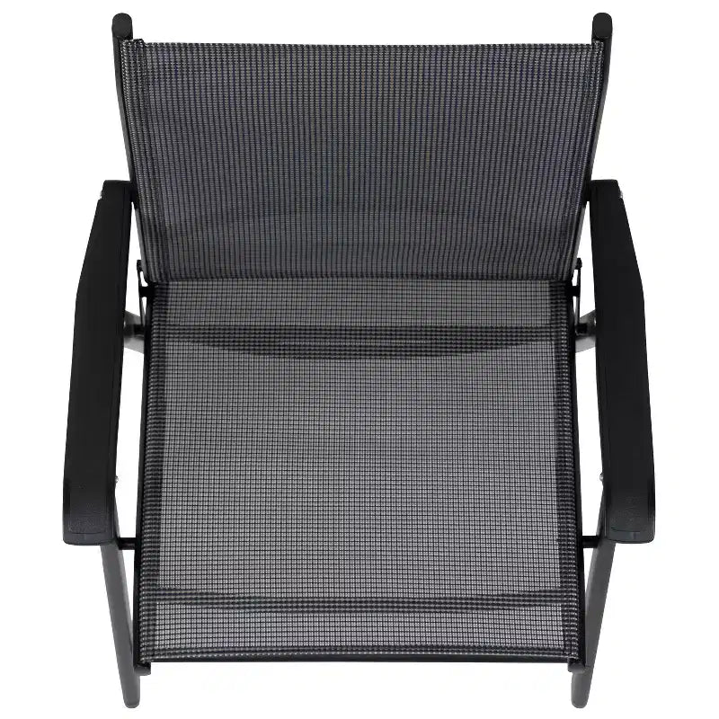 Emma and Oliver Black Outdoor Folding Patio Sling Chair / Portable Chair (2 Pack)
