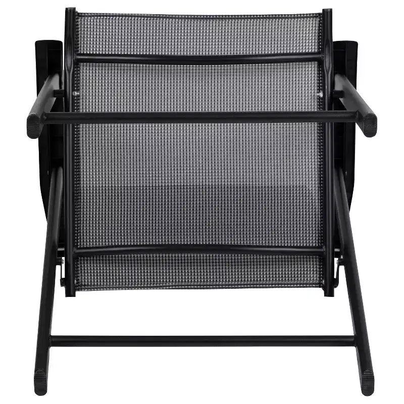 Emma and Oliver Black Outdoor Folding Patio Sling Chair / Portable Chair (2 Pack)