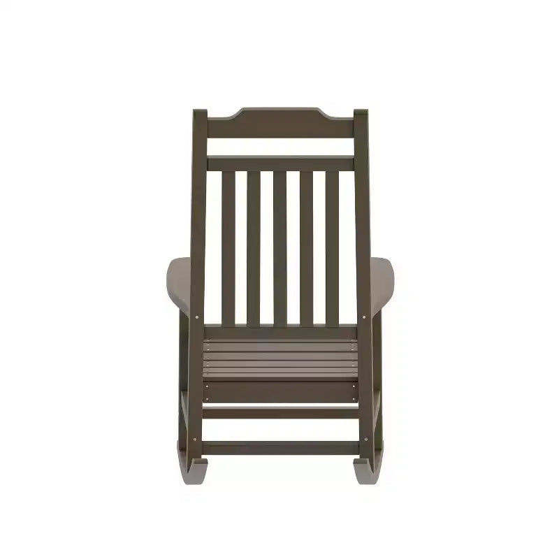 Emma and Oliver All-Weather Rocking Chair in Faux Wood - Patio and Backyard Furniture