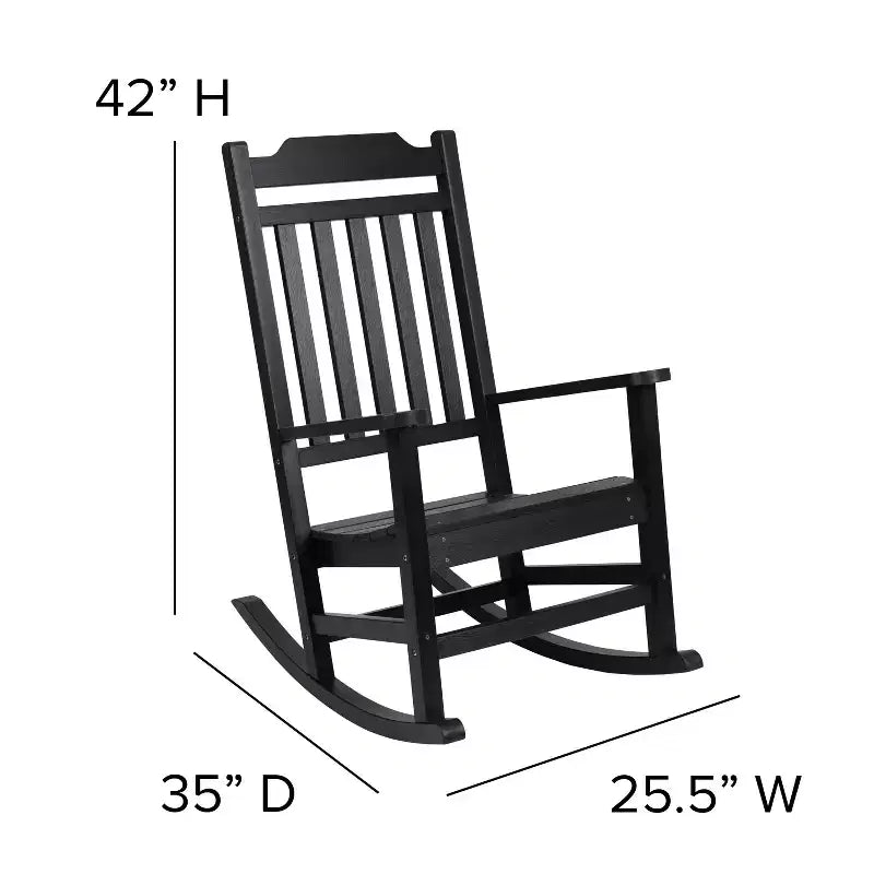 Emma and Oliver All-Weather Rocking Chair in Faux Wood - Patio and Backyard Furniture