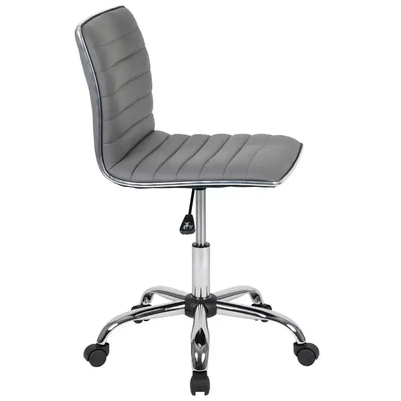 Emma and Oliver Low Back Designer Armless Ribbed Swivel Task Office Chair