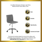 Emma and Oliver Low Back Designer Armless Ribbed Swivel Task Office Chair