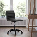 Emma and Oliver Low Back Designer Armless Ribbed Swivel Task Office Chair