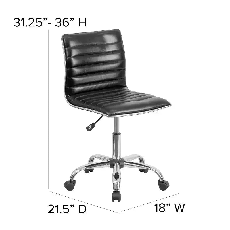 Emma and Oliver Low Back Designer Armless Ribbed Swivel Task Office Chair