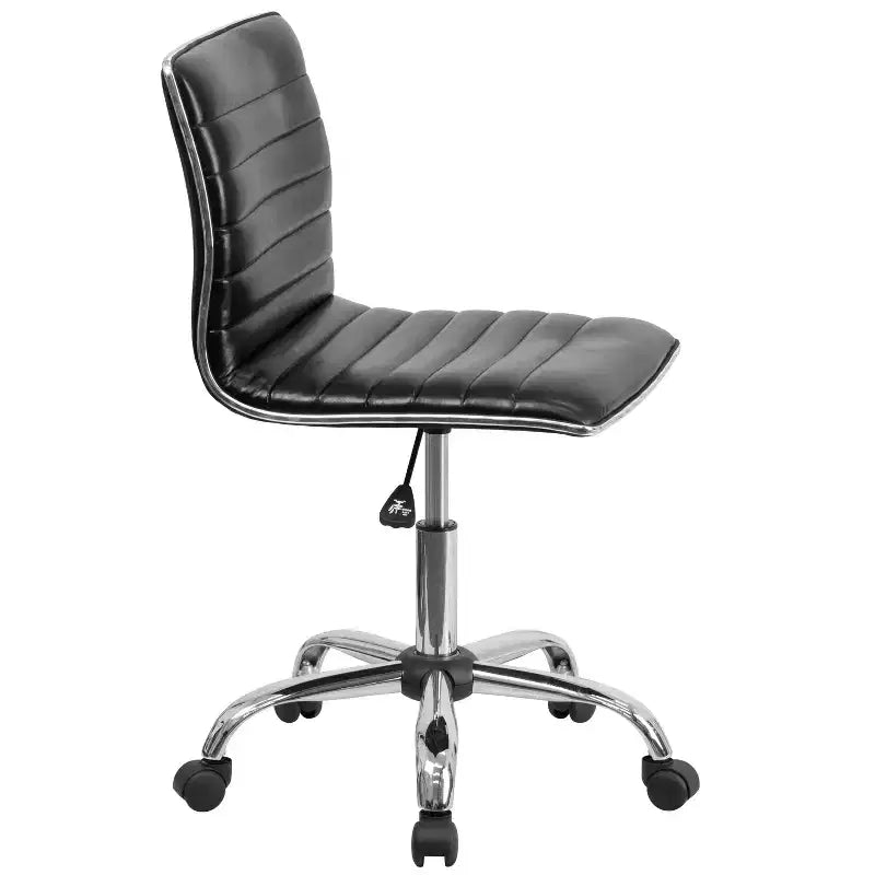 Emma and Oliver Low Back Designer Armless Ribbed Swivel Task Office Chair
