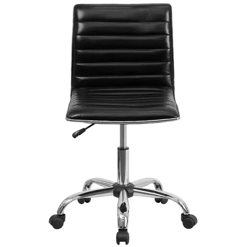 Emma and Oliver Low Back Designer Armless Ribbed Swivel Task Office Chair