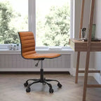 Emma and Oliver Low Back Designer Armless Ribbed Swivel Task Office Chair