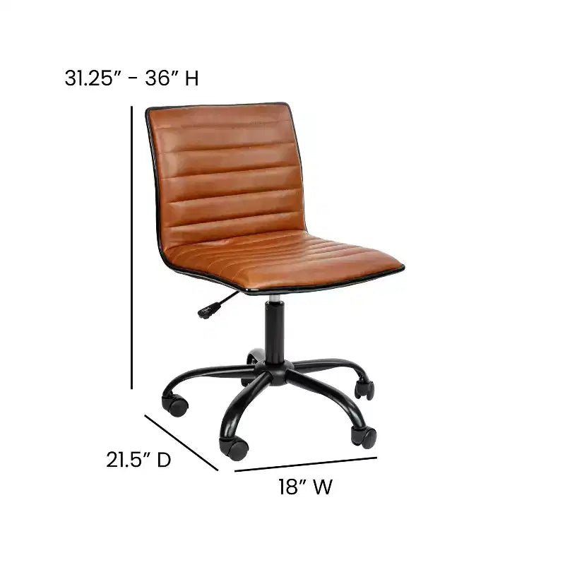 Emma and Oliver Low Back Designer Armless Ribbed Swivel Task Office Chair