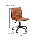 Emma and Oliver Low Back Designer Armless Ribbed Swivel Task Office Chair