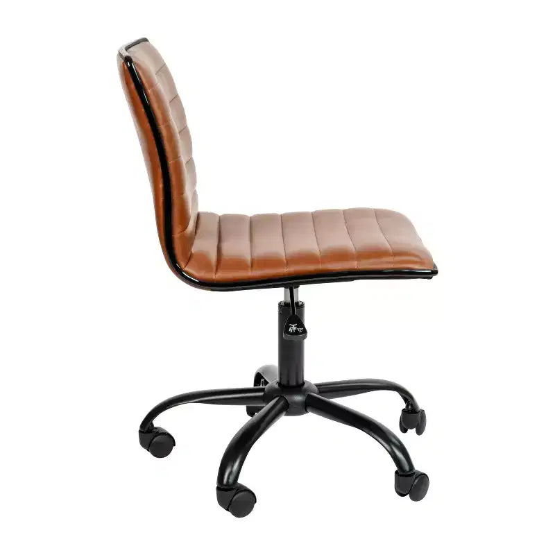 Emma and Oliver Low Back Designer Armless Ribbed Swivel Task Office Chair