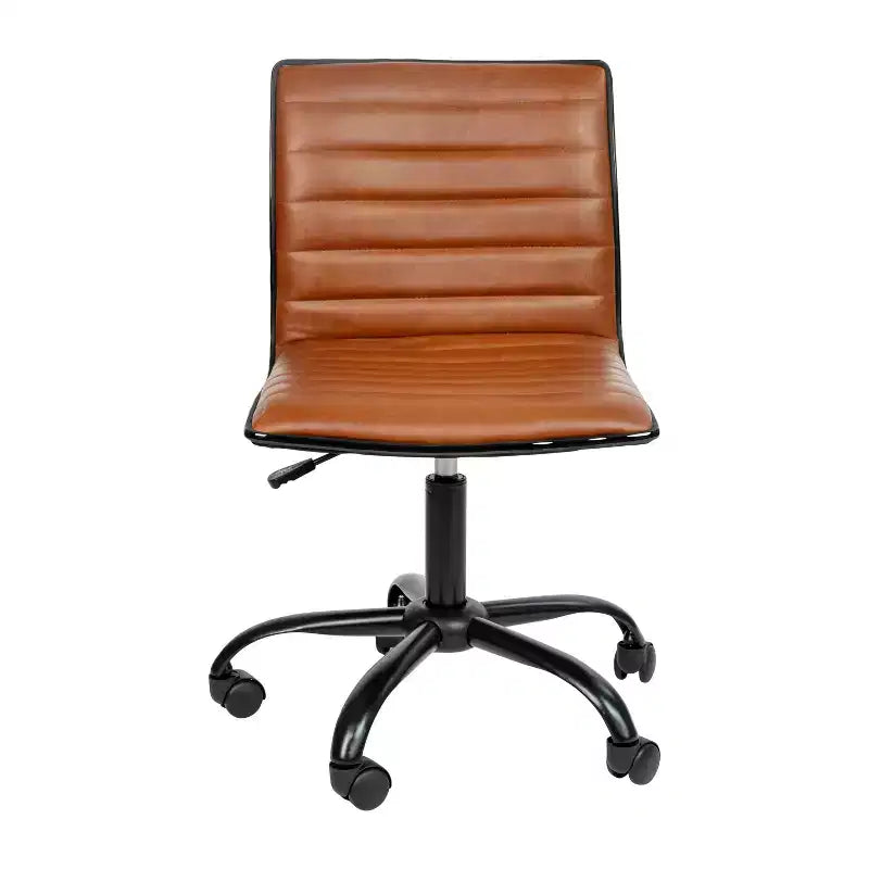 Emma and Oliver Low Back Designer Armless Ribbed Swivel Task Office Chair