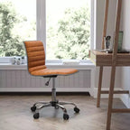 Emma and Oliver Low Back Designer Armless Ribbed Swivel Task Office Chair