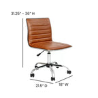 Emma and Oliver Low Back Designer Armless Ribbed Swivel Task Office Chair