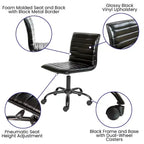 Emma and Oliver Low Back Designer Armless Ribbed Swivel Task Office Chair