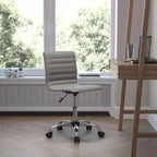Emma and Oliver Low Back Designer Armless Ribbed Swivel Task Office Chair