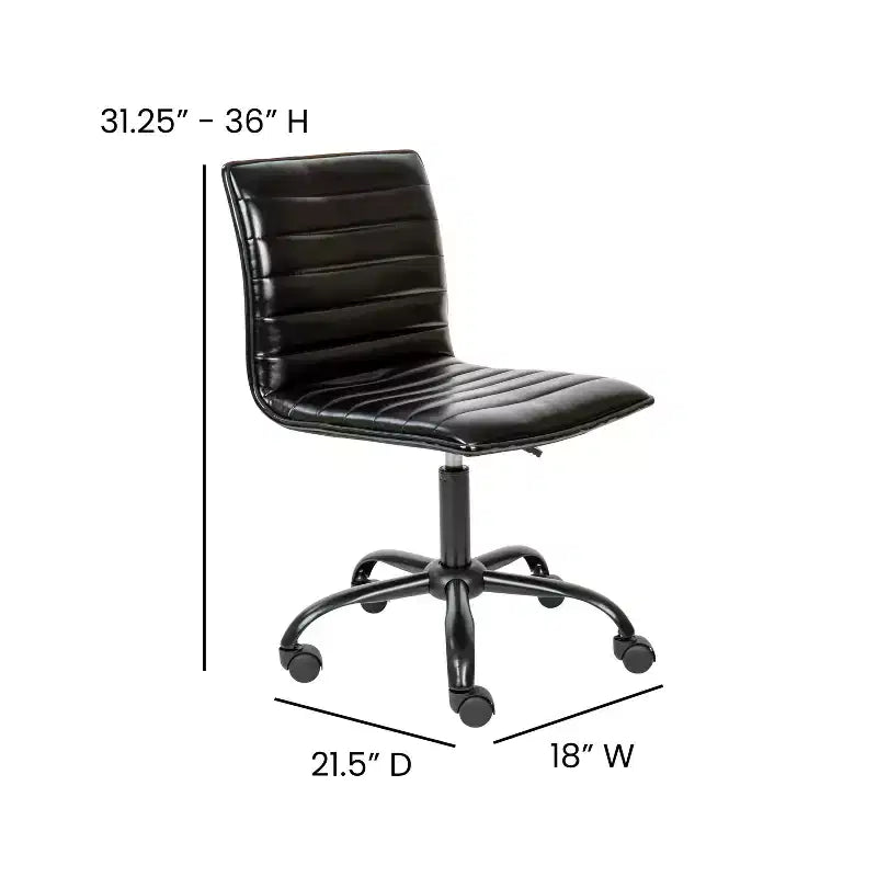 Emma and Oliver Low Back Designer Armless Ribbed Swivel Task Office Chair