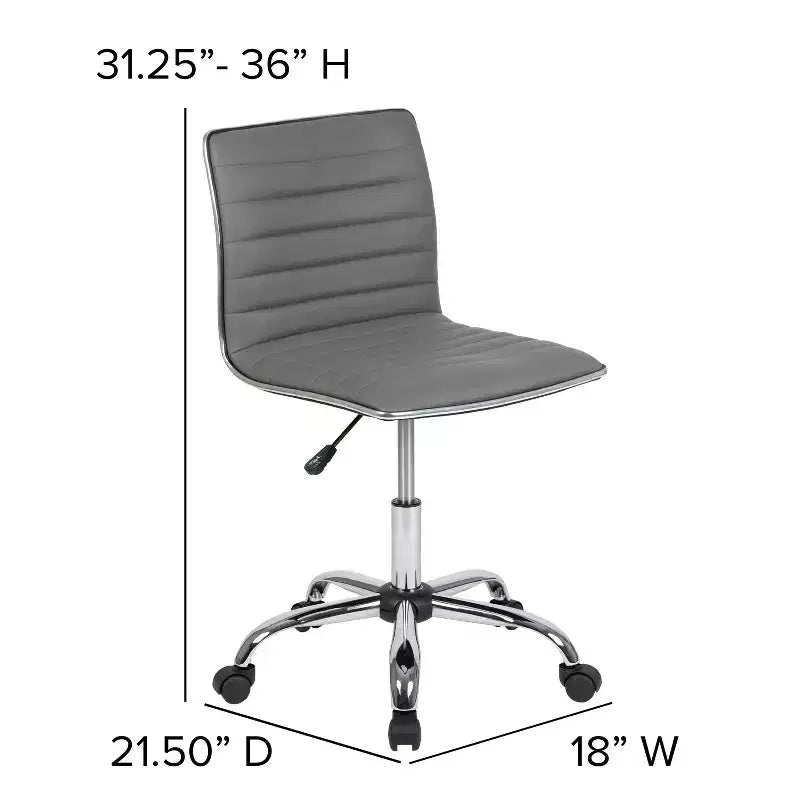 Emma and Oliver Low Back Designer Armless Ribbed Swivel Task Office Chair