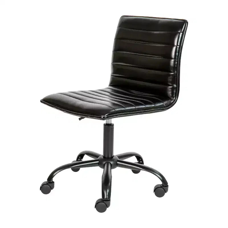 Emma and Oliver Low Back Designer Armless Ribbed Swivel Task Office Chair