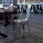 Emma and Oliver Clear Coated Metal Indoor Stackable Chair