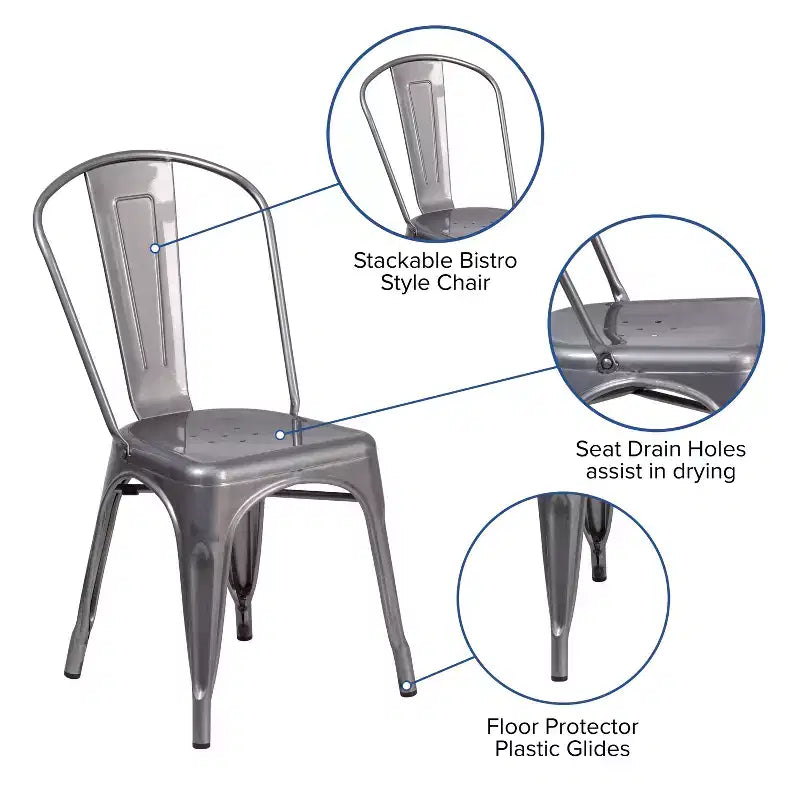 Emma and Oliver Clear Coated Metal Indoor Stackable Chair