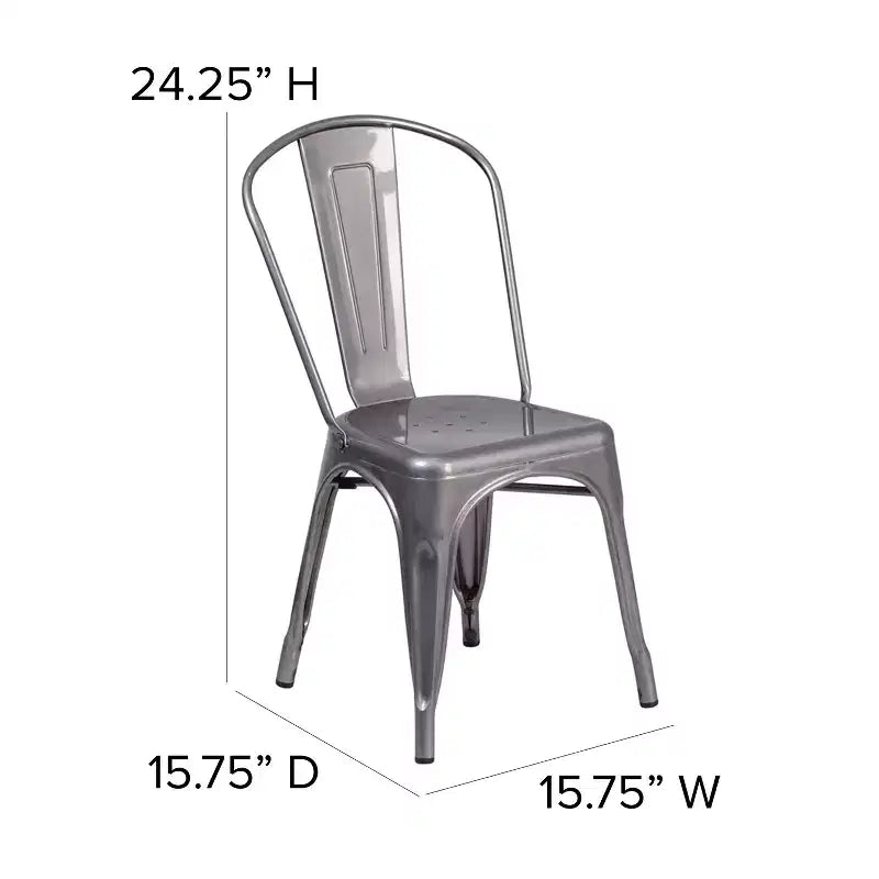 Emma and Oliver Clear Coated Metal Indoor Stackable Chair