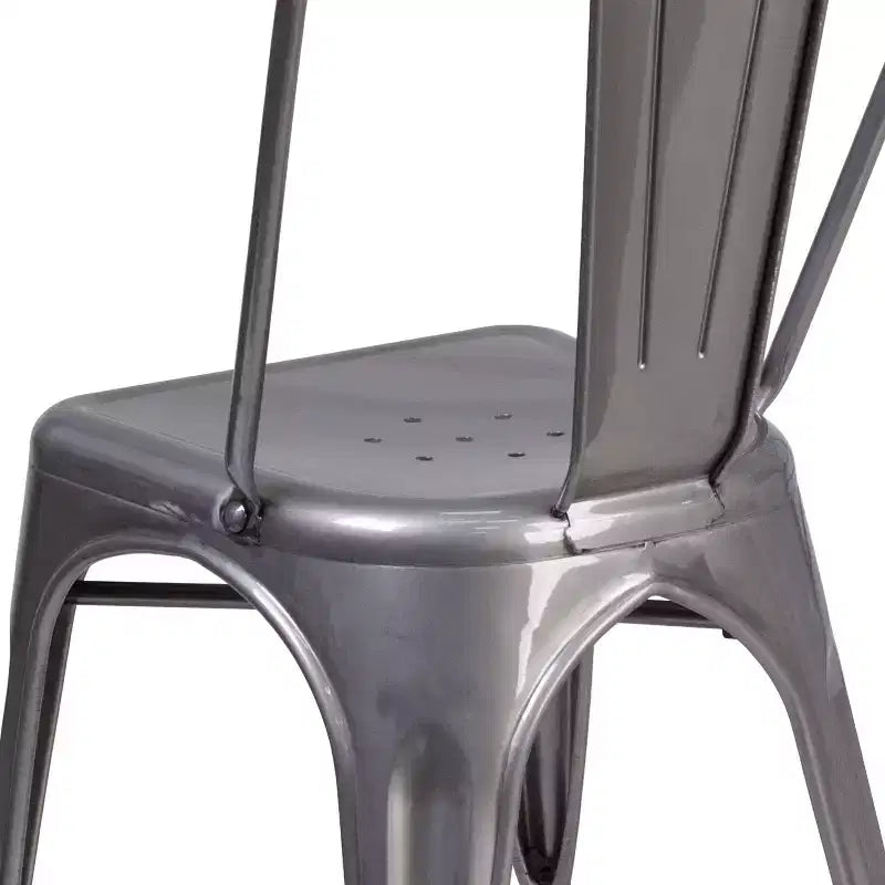 Emma and Oliver Clear Coated Metal Indoor Stackable Chair