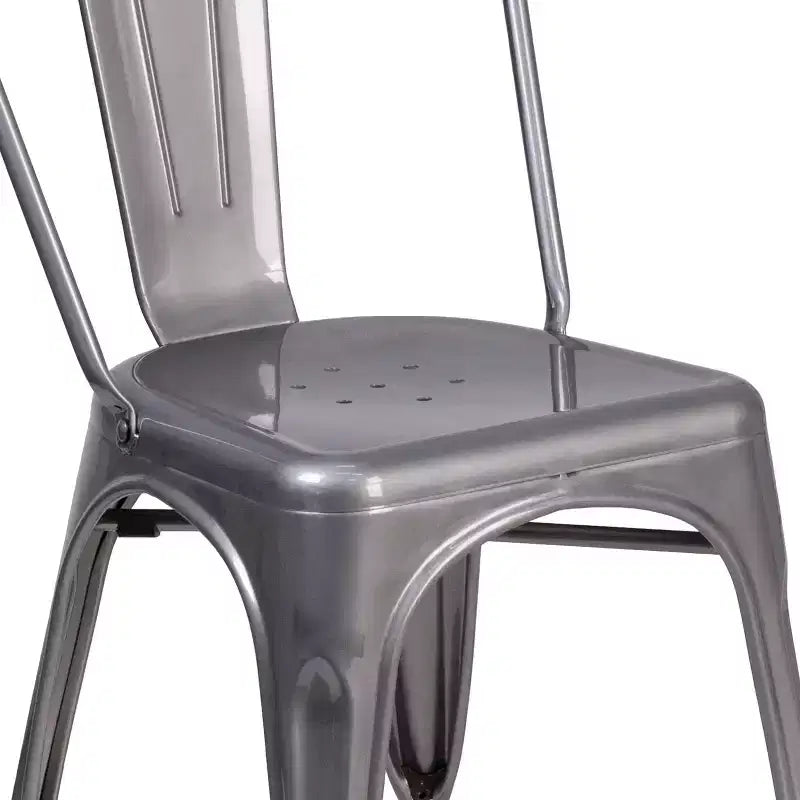 Emma and Oliver Clear Coated Metal Indoor Stackable Chair