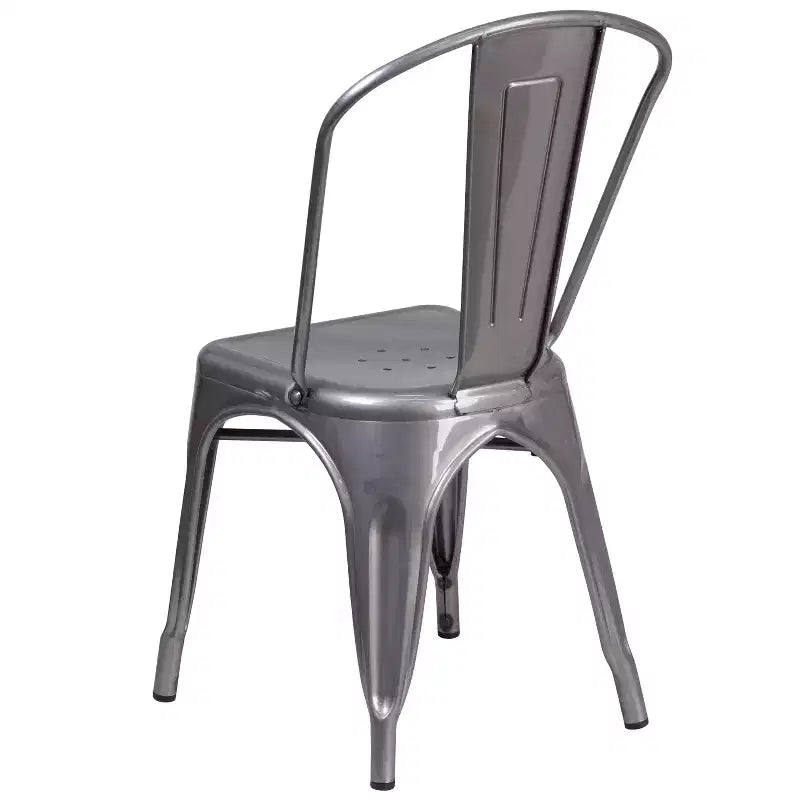 Emma and Oliver Clear Coated Metal Indoor Stackable Chair