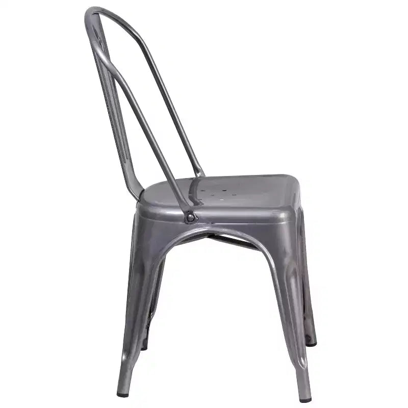 Emma and Oliver Clear Coated Metal Indoor Stackable Chair