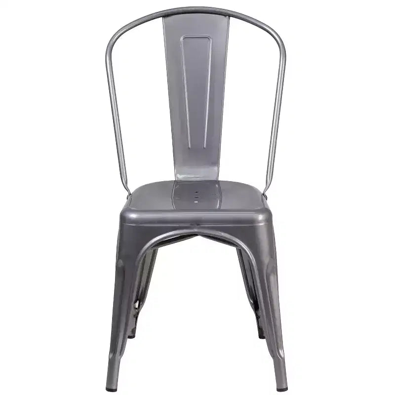 Emma and Oliver Clear Coated Metal Indoor Stackable Chair