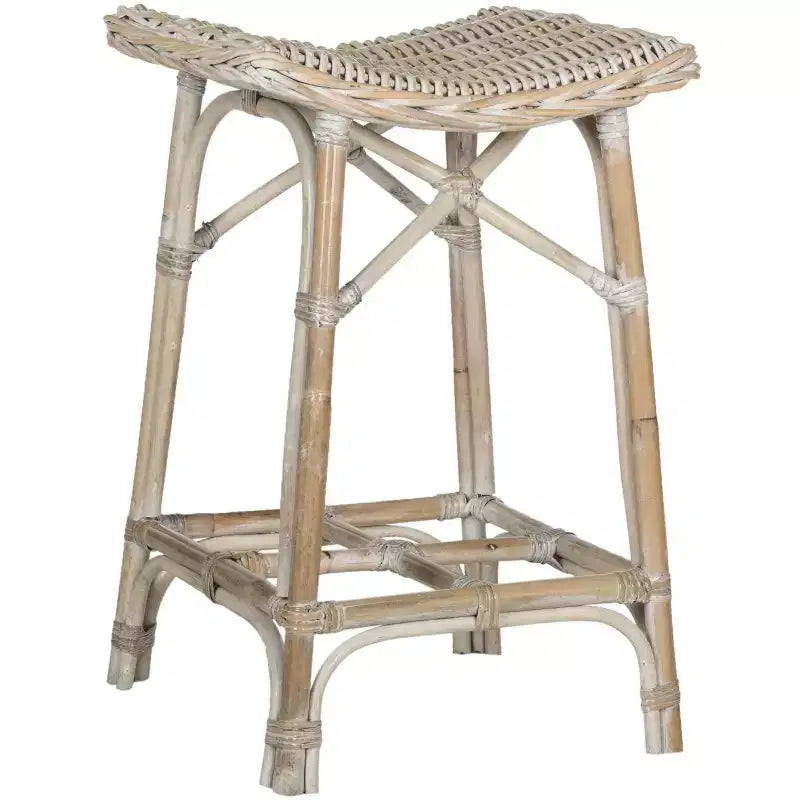 Rayna Wicker Bar Stool - SEA7010 - White Washed - Safavieh