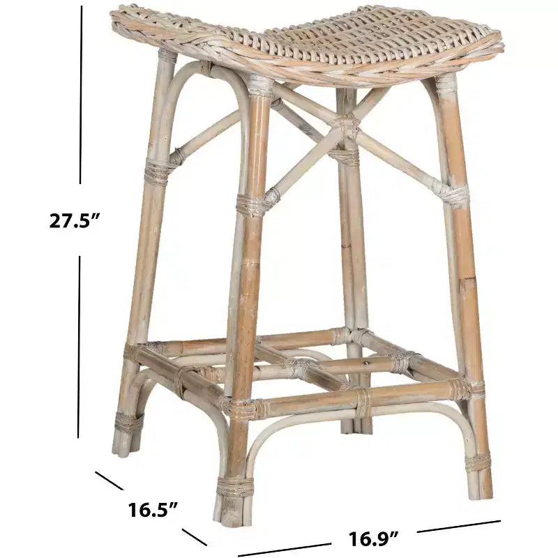 Rayna Wicker Bar Stool - SEA7010 - White Washed - Safavieh