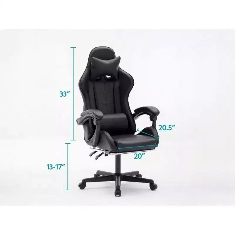Sedia da gaming ergonomica MPM con regolazione dell'altezza, poggiatesta e supporto lombare, sedia girevole, capacità di peso di 113 kg, per lavorare, studiare e giocare
