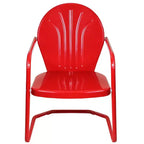 Northlight 34 Outdoor Retro Metal Tulip Armchair, Red